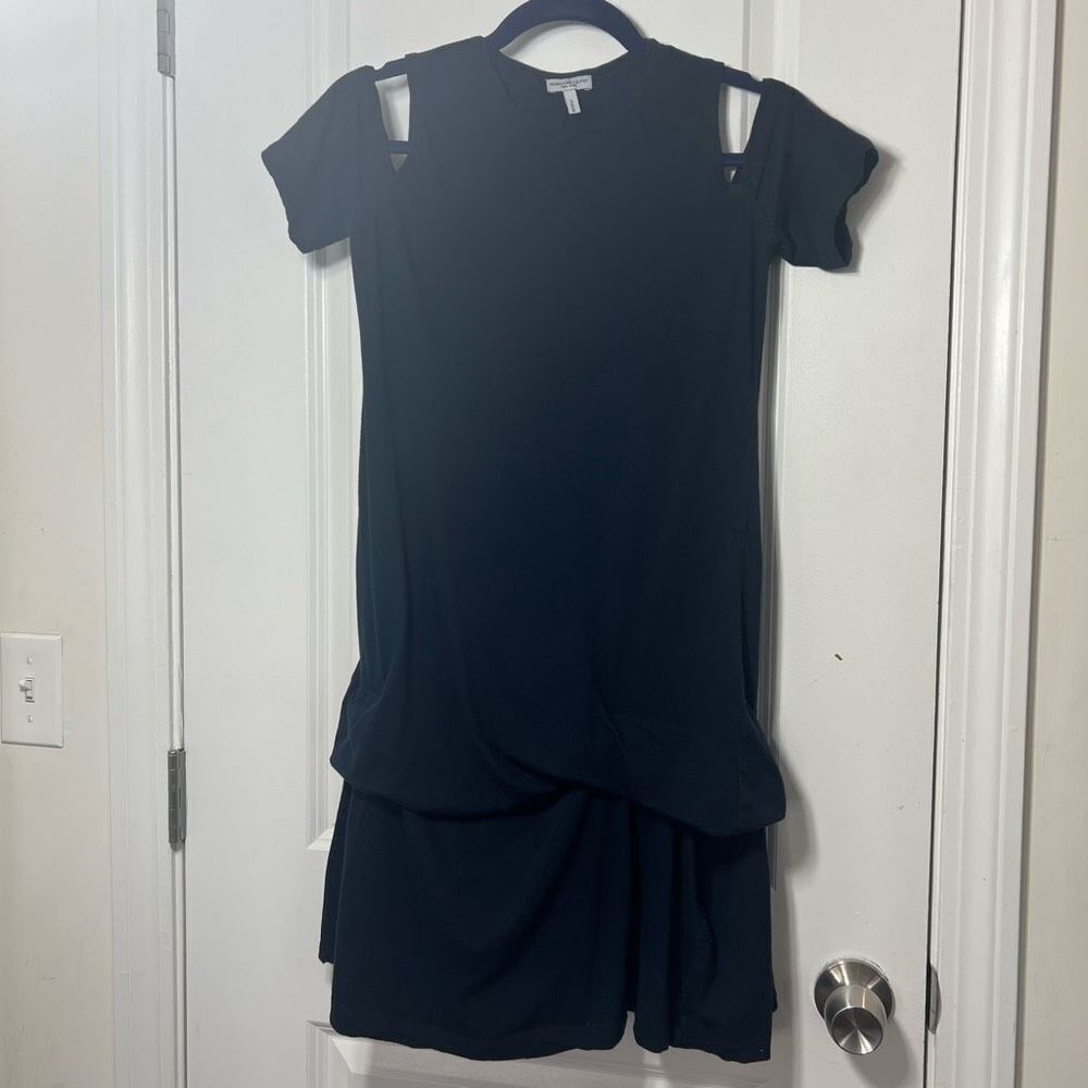 Morgane Le Fay Navy Blue XS Mini Dress with Cap sleeves and Ruffle